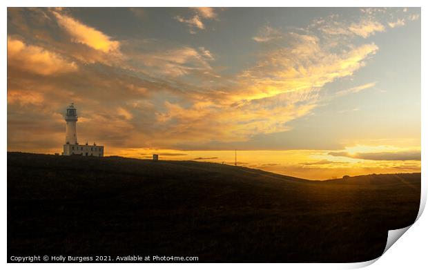 Flamborough Light house at sunset  Print by Holly Burgess