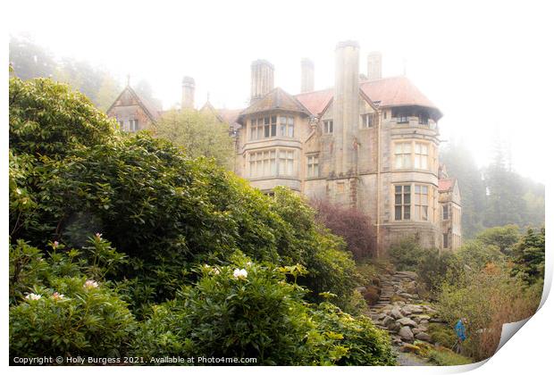 Enigmatic Manor Amidst Morning Mist Print by Holly Burgess