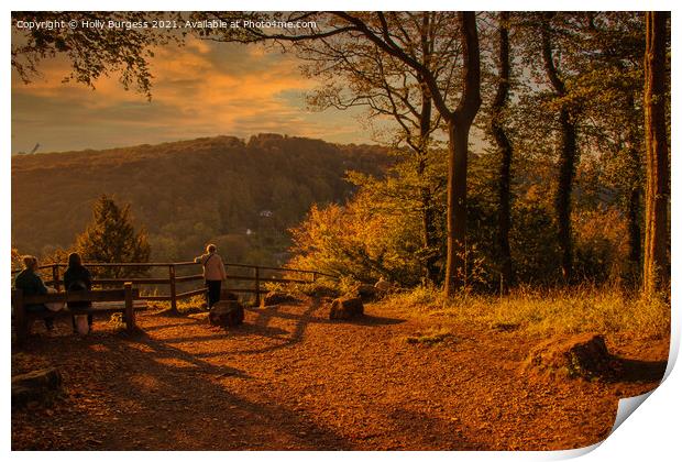 Symonds Yat over the hills at sunset in Autumn  Print by Holly Burgess