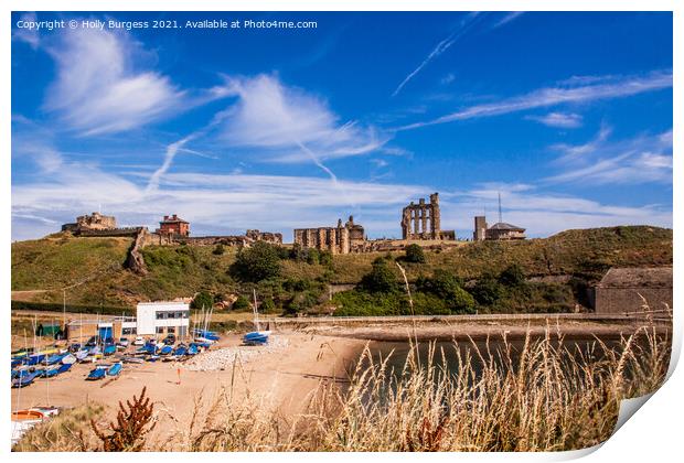 Tynemouth Priory standing on the hill over looking the north sea to want of any other ships arriving   Print by Holly Burgess