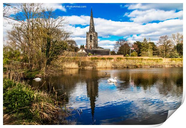 Attenborough Nature reserve Church over looking the water pond  Print by Holly Burgess
