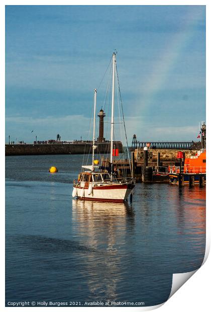 Rainbow's Embrace over Whitby Harbour Print by Holly Burgess