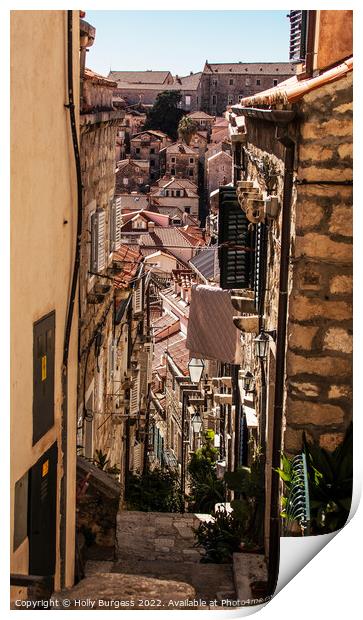 Dalmatian Visions: Dubrovnik's Aged Rooftops Print by Holly Burgess