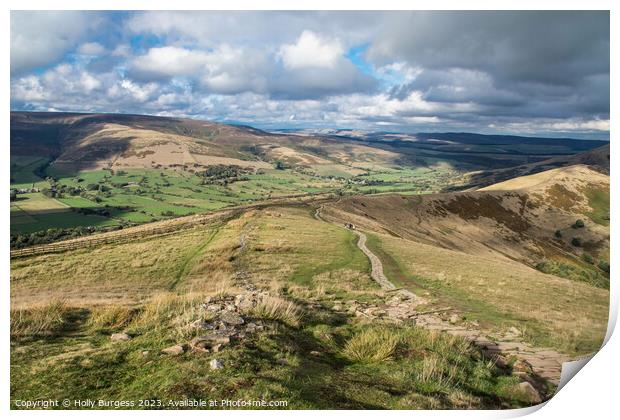 Mam tor over looking Castle ton, Peak District stunning views over the ridges and walk  Print by Holly Burgess