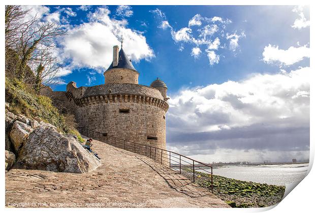 The Mont-Saint-Michel Abbey France over looking the sea  Print by Holly Burgess