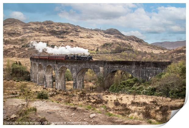 The Glenfinn Viaduct is a railway viaduct on the West highland Line Harry Potter train  Print by Holly Burgess