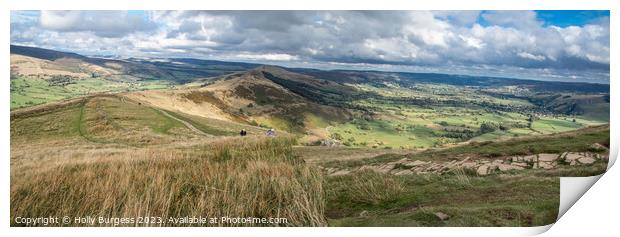 Panoramic View from Mam Tor, Derbyshire Print by Holly Burgess
