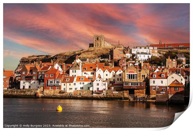 'Whitby's Spectacular Sunset Over Gothic Ruins' Print by Holly Burgess