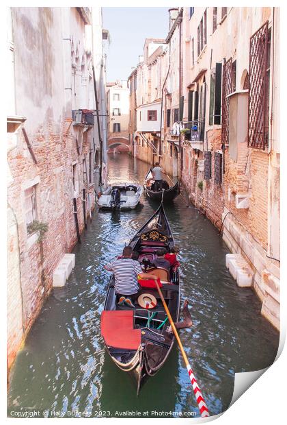 Canal Street in Venice where you take a Gondola Ride Print by Holly Burgess