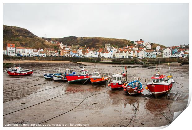 Staithes by the sea  Print by Holly Burgess