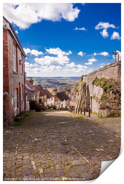 'Steep Journey: Shaftesbury's Iconic Gold Hill' Print by Holly Burgess