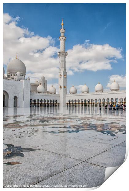 Sheikh Zayed Grand golden Mosque Abu Dhabi  Print by Holly Burgess