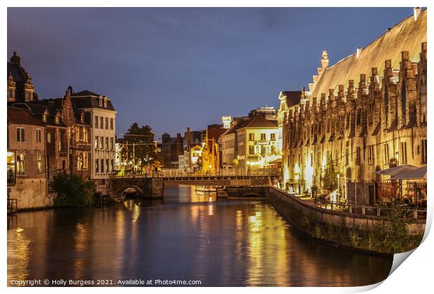 'Ghent's Twinkling Twilight: A River Journey' Print by Holly Burgess
