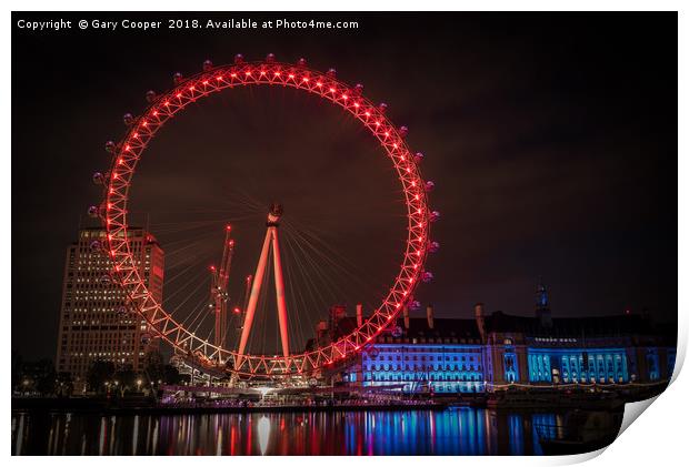 London Eye At Night Print by Gary Cooper