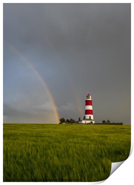 Rainbows over Happisburgh Lighthouse Print by Bill Daniels