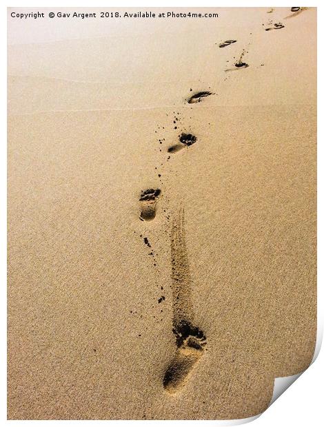 Footsteps in the sand Print by Gav Argent