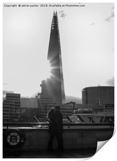 A KISS, A BITE, THE SHARD Print by adrian parker