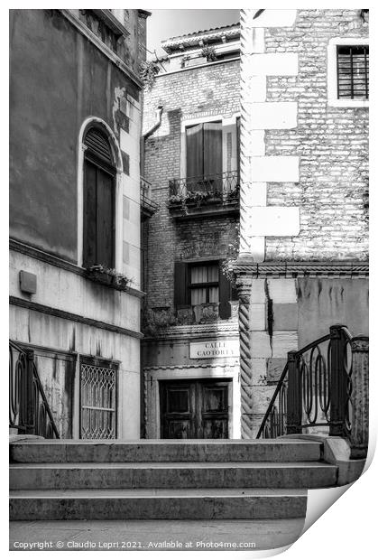 Alley in Venice Black&White Print by Claudio Lepri
