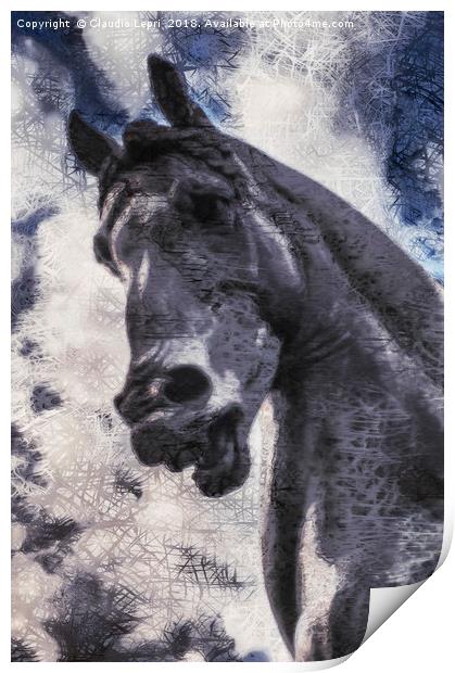 Horse Head. Vision of The Horse of Leonardo, Milan Print by Claudio Lepri