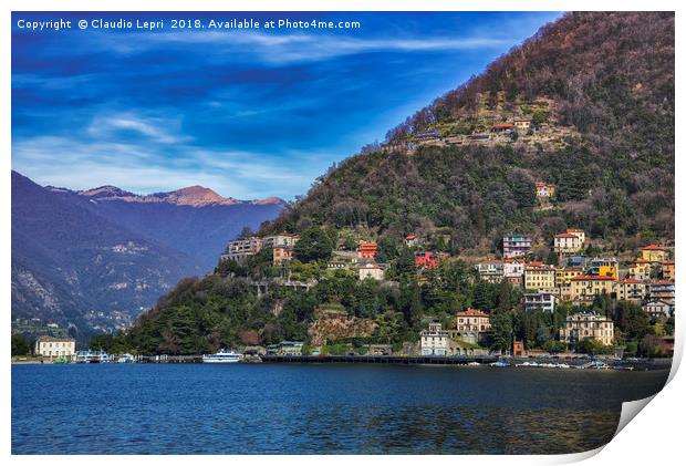 Lake of Como with Brunate mountain Print by Claudio Lepri