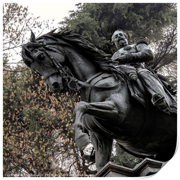 The statue of Emperor Napoleon III on horseback Print by Claudio Lepri