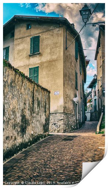 Crossing of alleys in alpine village Print by Claudio Lepri