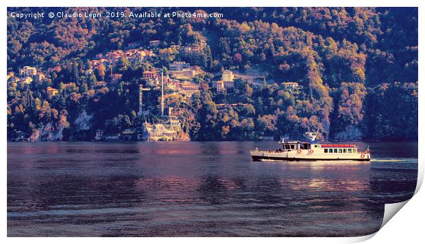Ferryboat on Como Lake, Italy Print by Claudio Lepri