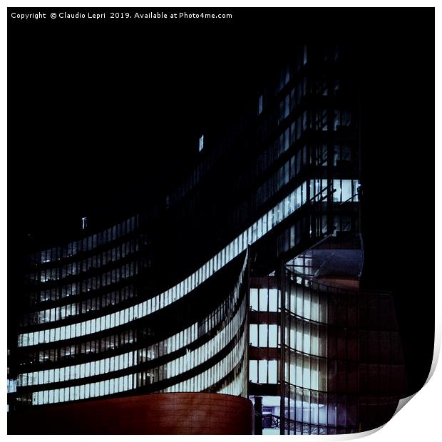 City Night Architecture. Building details. Print by Claudio Lepri