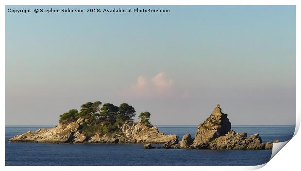 The Islands Katic and Sveta Nedjelja, Montenegro. Print by Stephen Robinson