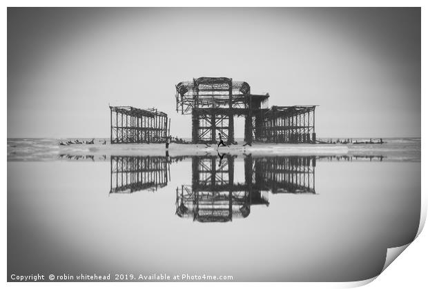 Running Reflection at the West Pier (3of4) Print by robin whitehead