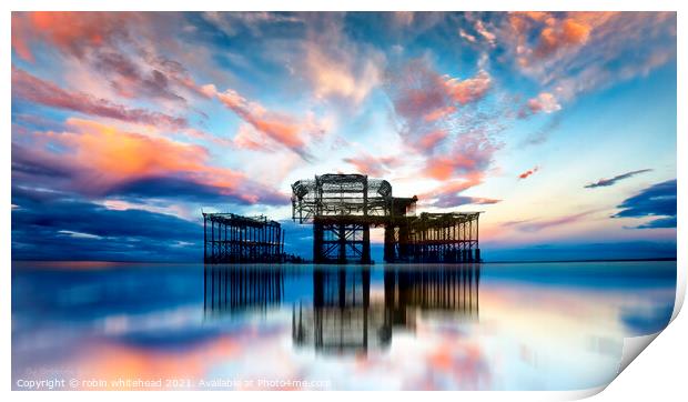 Beautiful Sunset at Brighton's West Pier Print by robin whitehead