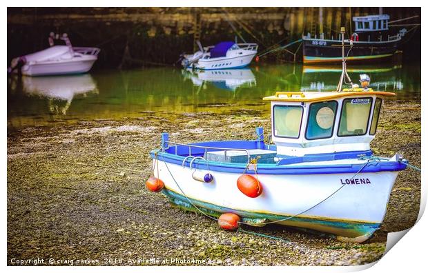Fishing boat at Hayle harbour Print by craig parkes