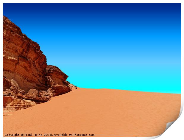 The red dune in the nature reserve of Wadi Rum Print by Frank Heinz
