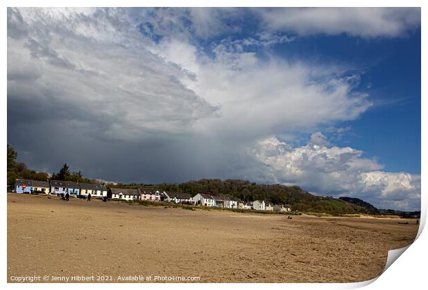 Llansteffen Village with beach, Carmarthenshire South Wales Print by Jenny Hibbert