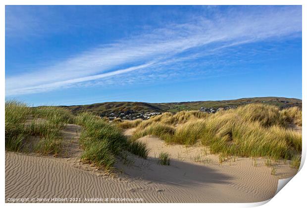 Protected Sand dunes in Ynyslas National Nature Reserve Print by Jenny Hibbert