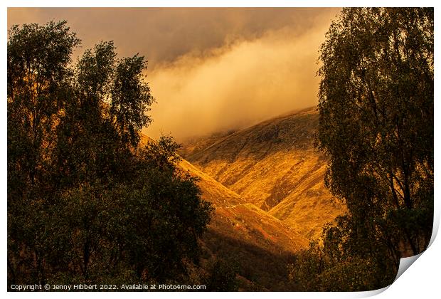 Magical autumn light at Ben Nevis Scotland Print by Jenny Hibbert