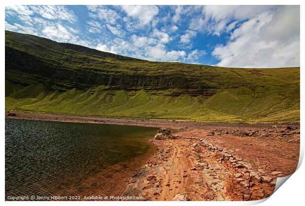 Drought conditions at Llyn Y Fan Fawr South Wales Print by Jenny Hibbert