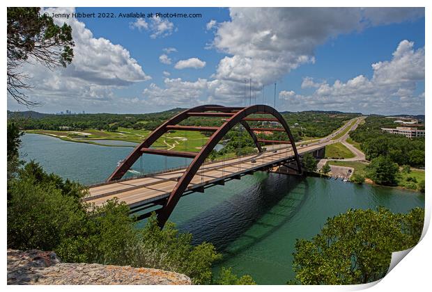 Scenic view of Pennybacker bridge, Austin Texas Print by Jenny Hibbert