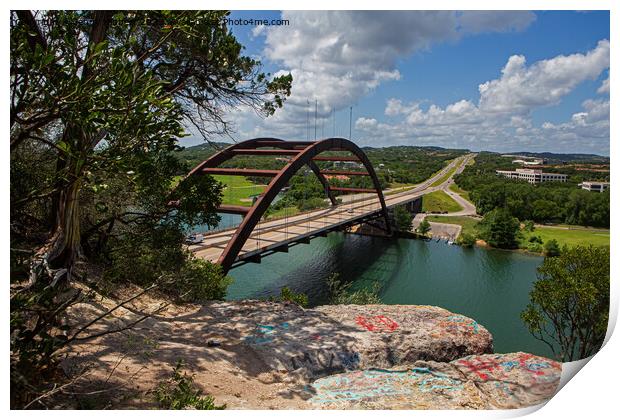 View of Pennybacker bridge, Austin, Texas Print by Jenny Hibbert