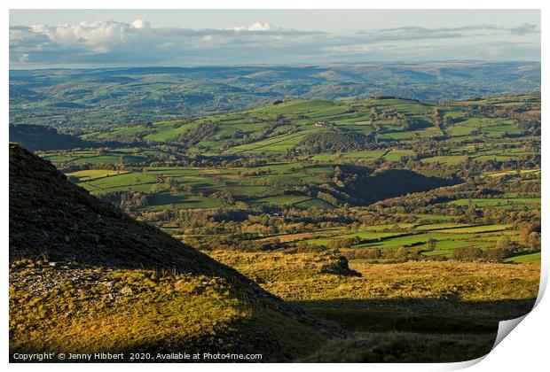 Stunning view from Black Mountain across to Brecon Print by Jenny Hibbert
