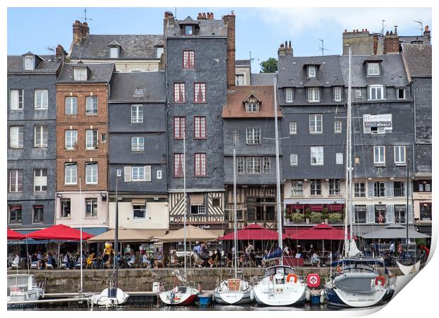 Boats in Honfleur harbour Print by Brigitte Whiteing