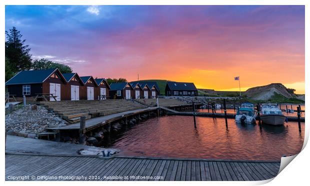 Sunset at Ejerslev Havn Print by DiFigiano Photography