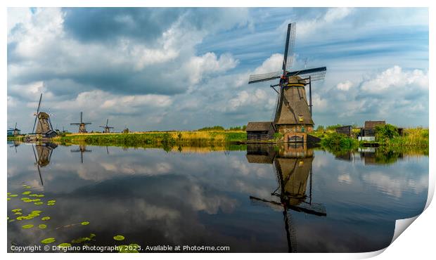 Kinderdijk Windmills Print by DiFigiano Photography