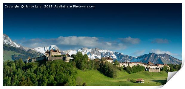 Gruyeres Castle Panorama Print by DiFigiano Photography