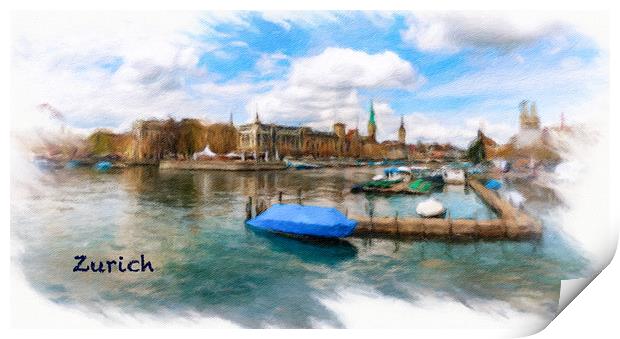 Zurich Cityscape 1 Print by DiFigiano Photography