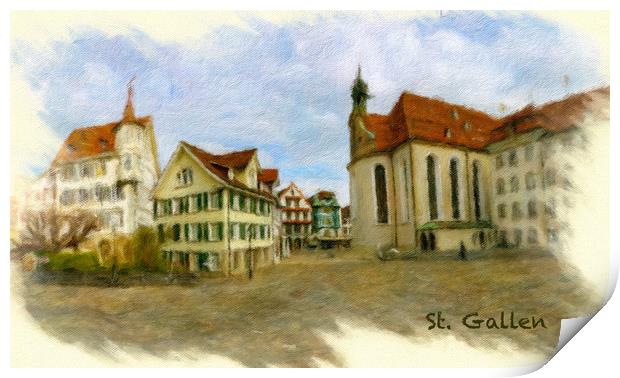 St. Gallen Cityscape 1 Print by DiFigiano Photography