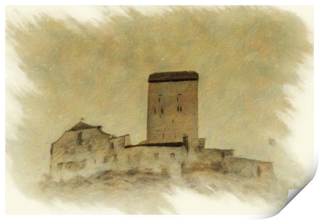 Sargans Castle Digital Oil Painting Print by DiFigiano Photography