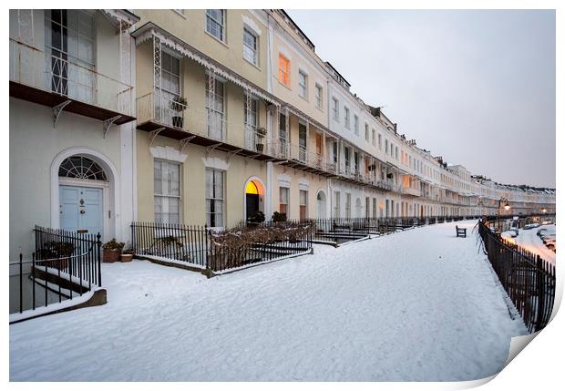 Snowy Royal York Crescent, Bristol Print by Phil Spalding