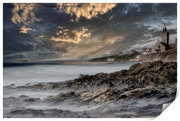 Porthleven Cornwall ,fishing village in Cornwall, Print by kathy white