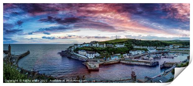  Porthleven Cornwall sunset Print by kathy white